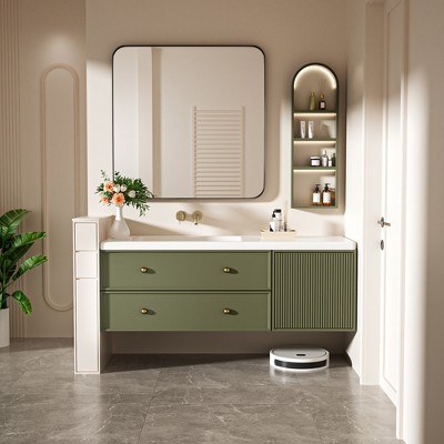 Rectangular Framed Tempered Glass Wall-Mounted Bathroom Vanity Mirror