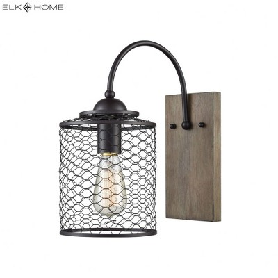 Oil Rubbed Bronze Dimmable Wall Sconce with Mesh Shade