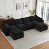 Corduroy Convertible U-Shape Sectional Sofa with Ottoman, Cloud-Style Plush Sleeper Couch with No Assembly Required - 2 of 4