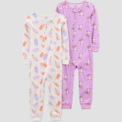 Carter's Just One You® Toddler Girls' 2pk Cotton Snug Fit Footed Pajama
