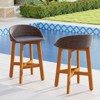 Costway Outdoor Faux Rattan Bar Chairs Set of 2/4 Solid Acacia Wood Bar Stools for Porch Brown/Gray - 3 of 4