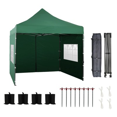 Aoodor 10' × 10' Commercial Instant Pop Up Canopy Tent, 3 Adjustable Heights,  Fully Waterproof Portable Gazebo Shelter, with Wheeled Bag