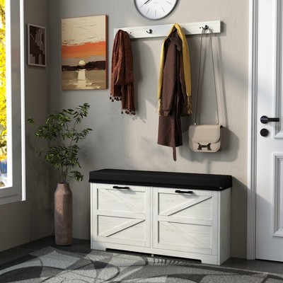 Shoe Cabinet, Shoe Rack Cabinet with 3 Rattan Flip Drawers