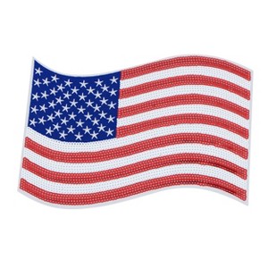 Independence Day Sequin American Flag Iron On Patch Glitter Patriotic USA 4th of July Craft Sewing Embroidery Clothing Patch Decoration - 1 of 4