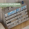 Coolmee Wood Dressers for Bedroom with 8 Drawers, Modern Wooden Dresser with Led Lights and Power Outlet, 55" Wide Drawer Dresser TV Stand - 2 of 4