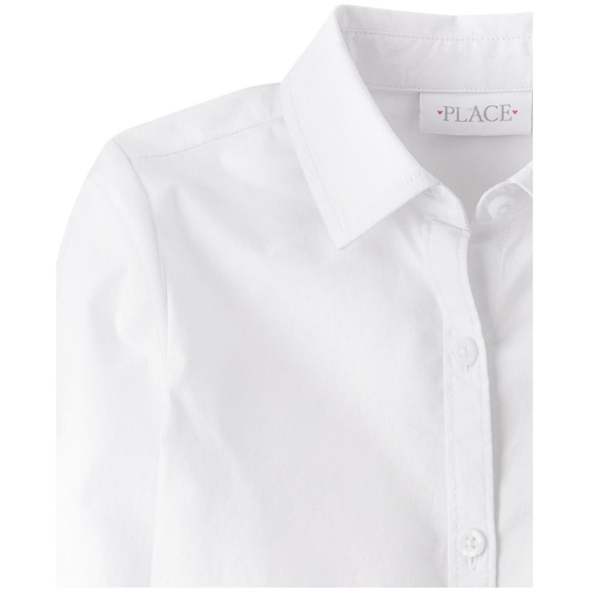 The Children's Place Girls Uniform Long Sleeve Poplin Button Up Shirt - thumbnail 3