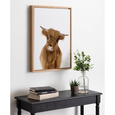 Natural Highland Cow Print on Canvas with Polystyrene Frame