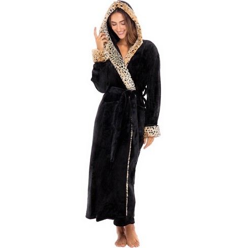 Women's Hooded Plush Robe | Short Fleece Bathrobe with Inner & Outer Belt,  Pockets | Soft & Elegant