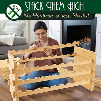 Bamboo 8-Tier Stackable 72-Bottle Wine Rack