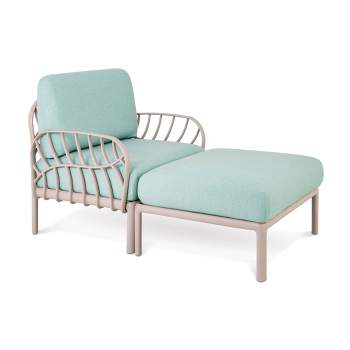 Laurel Outdoor Chaise Lounge with Ottoman & Cushion - Gray/Seafoam - Lagoon