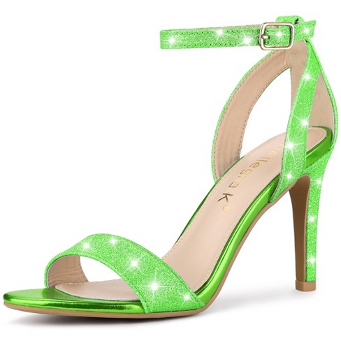 Allegra K Women's Glitter Ankle Strap Stiletto High Heel Sandals Lime 9 :  Target