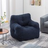 VYNXARIA Soft Teddy Fabric Tufted Foam Bean Bag Chair With Teddy Fabric Dark Blue - 4 of 4