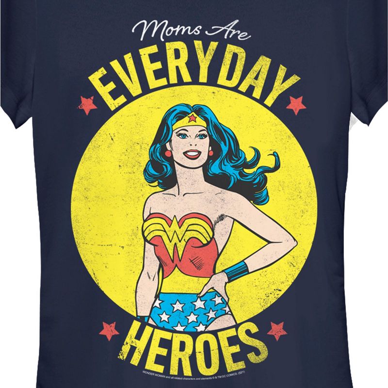 Juniors Womens Wonder Woman Moms Are Everyday Heroes T-Shirt, 2 of 5