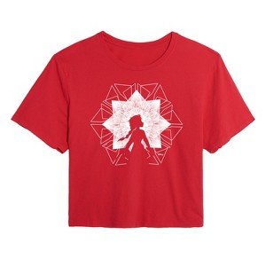 Women's - Frozen 2 - Elsa Snowflake Cropped Graphic T-Shirt - 1 of 4
