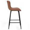 Sapphtopaz Modern Bar Stools Set of 2 with PU Tufted Backrest Upholstered Dining Chairs with Metal Legs & Footrest Barstools for Kitchen Island - 4 of 4