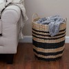 Household Essentials Multi-Band Basket with Handles Cattail and Paper Rope: Handwoven Tall Storage, Black, 18" Round - 2 of 4