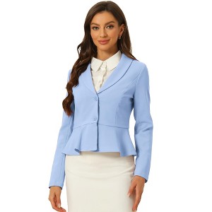 INSPIRE CHIC Women's Vintage Shawl Collar Long Sleeve Ruffle Hem Work Short Blazer - 1 of 4