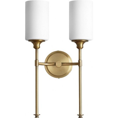 Quorum Lighting Celeste Glass 2-Light Aged Brass Wall Sconce
