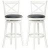 HOMCOM Traditional Bar Stool, 31 Inch Seat Height Barstool, Swivel PU Leather Upholstered Chair, with Cross Back and Rubberwood Frame, Set of 2, White - 4 of 4