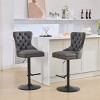 Set of 2 Swivel Bar Stools with Backs, Adjustable Height, PU Leather Upholstered Barstools with Black Base for Kitchen Island or Bar - Cuddlewood - 2 of 4