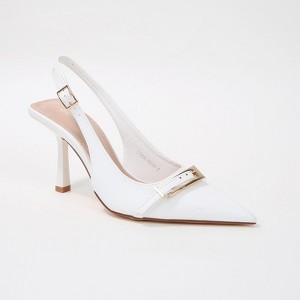 Berness Women's Coraline Vegan Leather Slingback Heels with Gold Buckle - 1 of 4