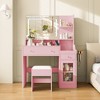 LIKEPAY Vanity Desk with Mirror, Power Outlet, Hair Dryer Bracket, Makeup Table with 2 Drawers,3 Color Modes Available for Bedroom - 4 of 4