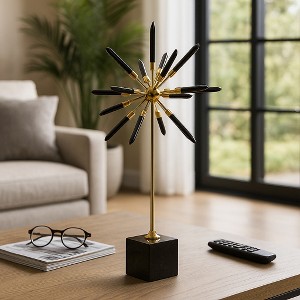 Decorative Crystal Starburst Statue with Base for Home Decor - Stylish Sculpture Accent for Office, Shelf, and Living Room Decor - 1 of 4