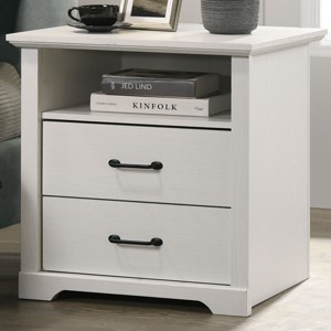 GlasFlength Nightstands Nightstand Modern Bedside Table with Storage Drawer and Open Wood Shelf for Room Modern, White, 18"*22"*25" - 1 of 4