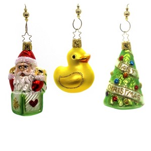 Inge Glas 3.5 Inch Baby's First Christmas Gift Set Santa Tree Duck Tree Ornament Sets - 1 of 3