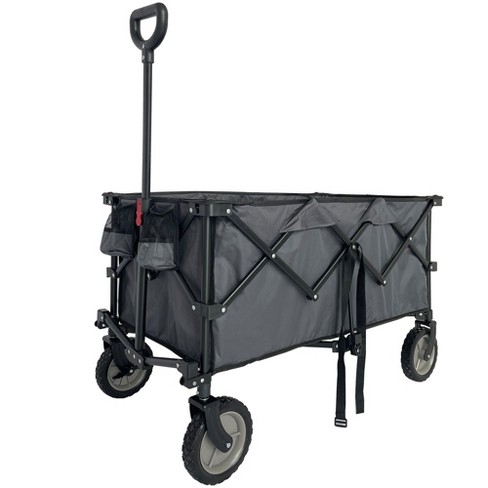 Folding Wagon Collapsible Outdoor Utility Wagon popular for Beach, Garden, (Black)