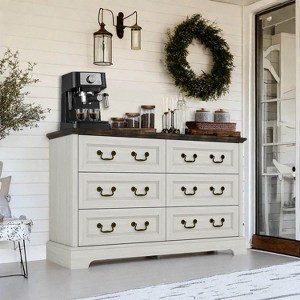 ORRD Farmhouse Style Bedroom 5 Drawer Dresser, 31.5'' Wooden Chest of Drawers with Metal Handles for Living Room, Hallway, Closet (Gray) - 1 of 4