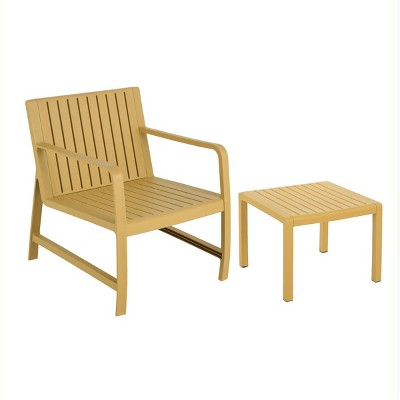GlasFlength Accent Chairs Compact Conversation Set Simple Effortless Assembly All Weather For Patio Lounge, Yellow, 24.61"*27.17"*29.92"