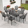 5-Piece 58.27'' L Rectangular Cast Aluminum Outdoor Dining Set with Umbrella Hole and Beige Cushions - 4 of 4