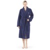 Linum Home Textiles 100% Turkish Cotton Unisex Personalized Terry Bathrobe Navy in White Script Font - 2 of 3
