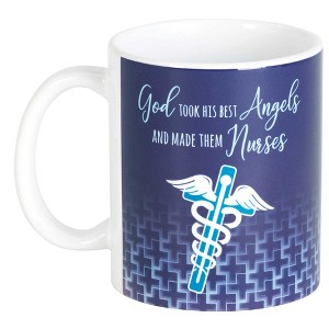 Dicksons God Took Best Angels Made Nurses Blue 11 ounce Ceramic Coffee Tea Cup Mug - 1 of 2