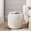 2-Piece Round Chenille Storage Ottoman Set with Small Drum Stool, Removable Lid and Hidden Compartment for Living Room or Bedroom-Tanpinhause - 3 of 4
