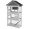 PawHut Wooden Bird Aviary, 67" Outdoor Bird Cage with Slide-Out Tray, Three Doors, Birdhouse, Ladder, Perches for Finches, Parakeets, Gray - 4 of 4