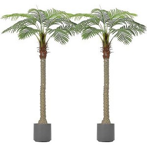 Artificial Palm Tree, 2 Set Tropical Fake Tree with 15 Adjustable Leaves, Realistic Fake Palm Plants for Indoor Outdoor Decor - 1 of 4