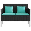 vidaXL Outdoor Loveseat Bench - Black PE Rattan, Padded Blue Cushions, Storage Under-Seat, Weather-Resistant, Garden/Patio Furniture, 44.5"x24"x34.3" - 4 of 4