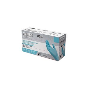 Ammex Professional Series Powder Free Nitrile Exam Gloves Latex Free Small Blue 100/Box (APFN42100) - 1 of 4
