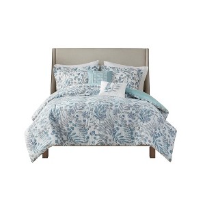 Gracie Mills Rice Coastal Bliss 5-Piece Seersucker Comforter Ensemble with Coordinating Throw Pillows - 1 of 4
