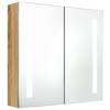 vidaXL LED Bathroom Mirror Cabinet Oak 24.4 in.x5.5 in.x23.6 in. - 2 of 4