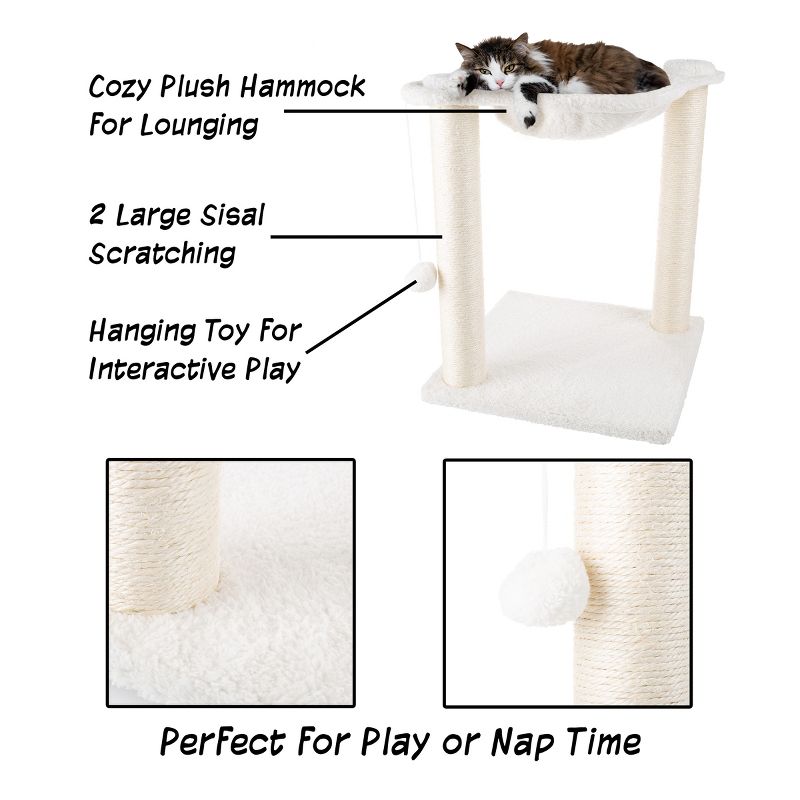 PETMAKER Cat Hammock with Scratching Posts, White, 3 of 8