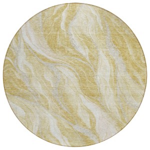 Gold Beige And Ivory Abstract Washable Indoor Outdoor Area Rug - 1 of 4