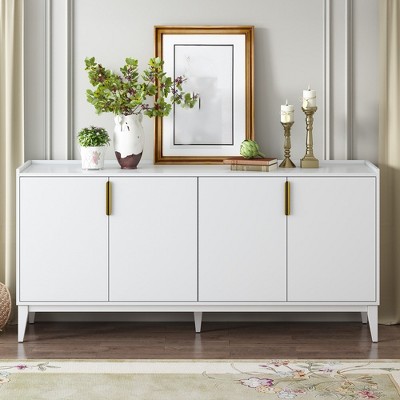 Sideboard Buffet Cabinet, 4 Door Cabinet With Wood Leg, Aluminium ...