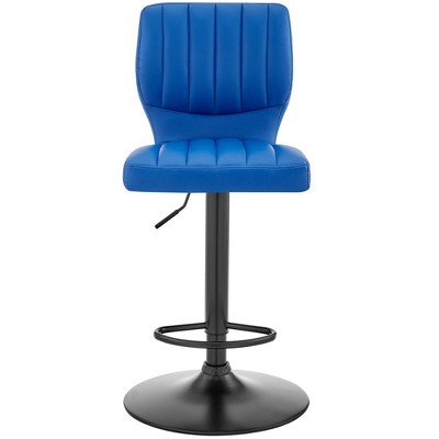 Contempo Chic 17" Blue Faux Leather & Metal Swivel Adjustable Barstool