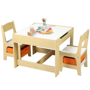 Kinder King 3-in-1 Kids Table & 2 Chairs Set with Storage, Removable Top & Blackboard, for Art, Crafts, Reading, Play - 1 of 4