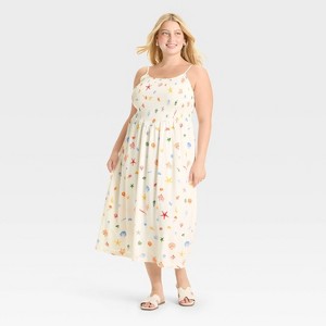 Women's Smocked V-Waist Midi Dress - A New Day™ - 1 of 3
