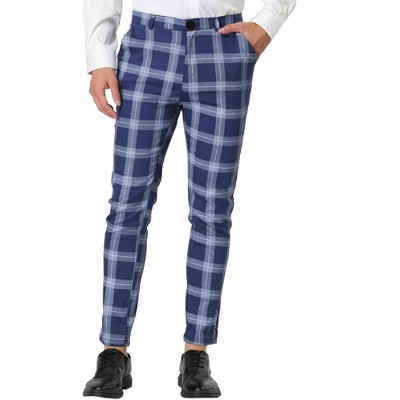 Lars Amadeus Men's Plaid Dress Pants Classic Slim Fit Chino Business Trousers