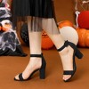 Allegra K Women's Back to College Open Toe Ankle Strap Chunky Heel Sandals Black 8.5 - 2 of 4